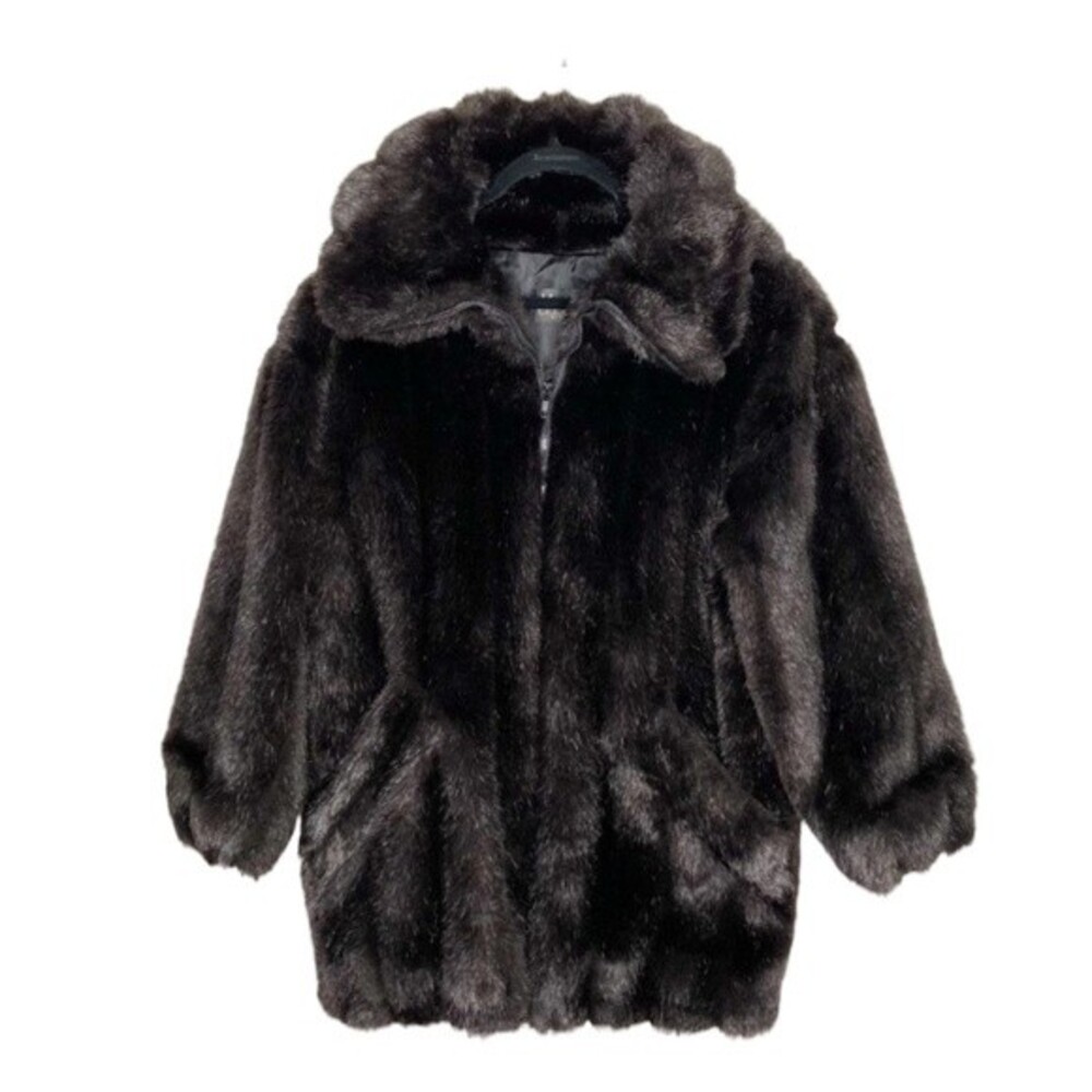 Vintage Monterey Fashions Black Faux Fur Coat